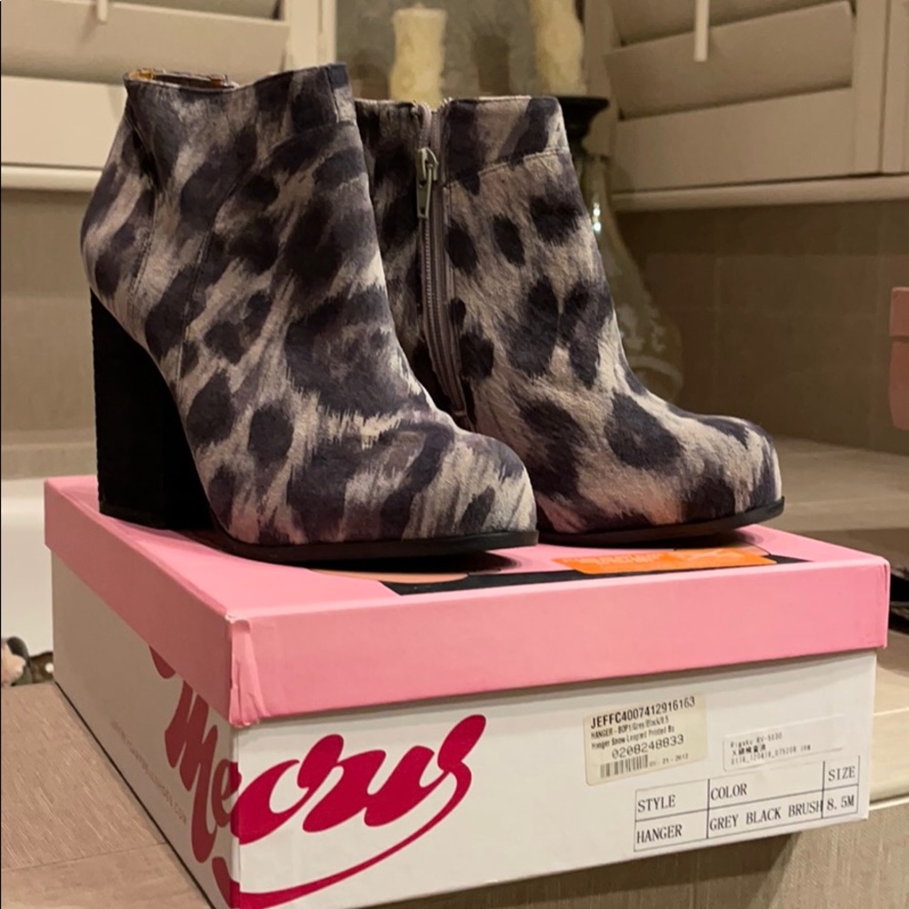 Jeffrey Campbell snow leopard ankle booties